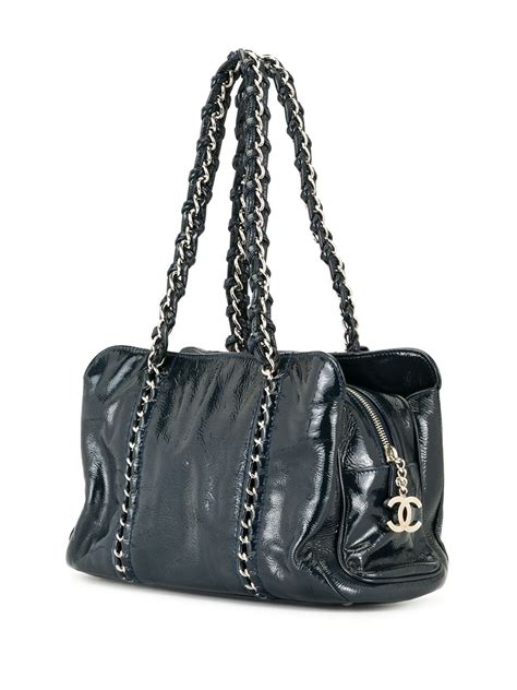 chanel three cc logo tote bag